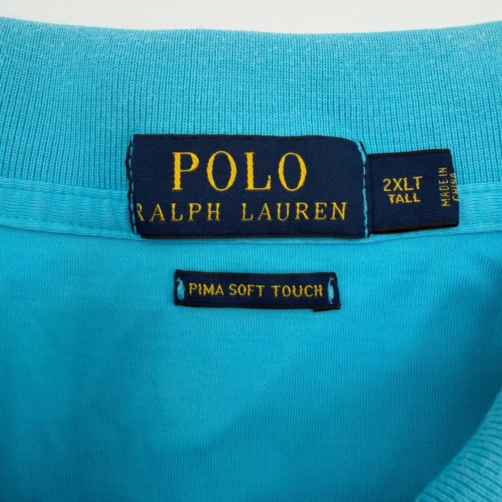 Polo Ralph Lauren Polo Shirt Men's 2XLT Turquoise Blue Pima Soft Touch Pony Logo